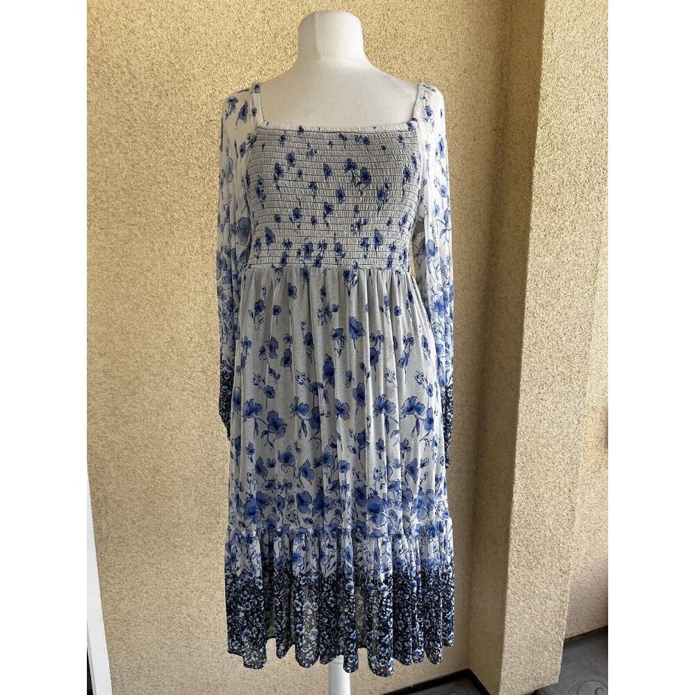 Maison Tara size 10 Cottage Core smocked bodice dress boho lined NEW romantic